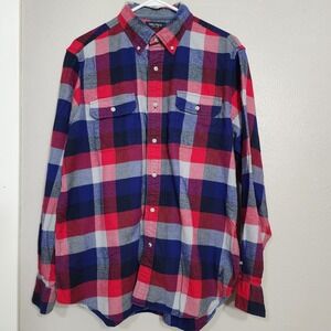 Nautica Button Up Shirt Men's Size Large Plaid Flannel Long Sleeve